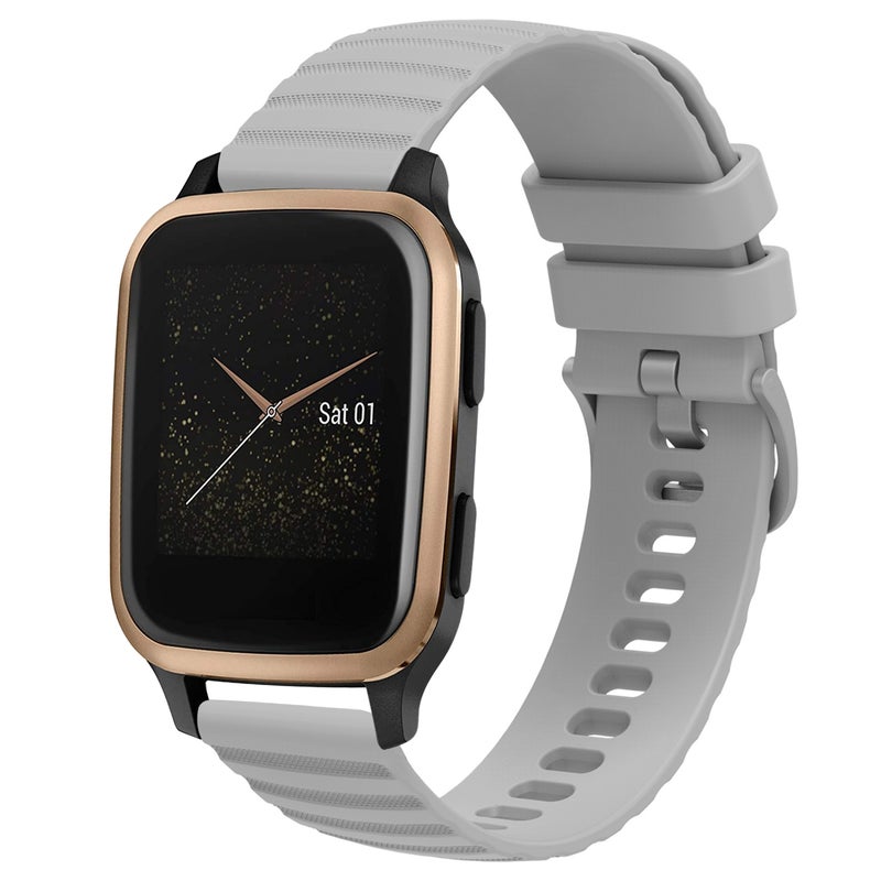 S-TOP For Garmin Venu SQ 20mm Wavy Dot Pattern Solid Color Silicone Watch Band(Grey) - Image 1