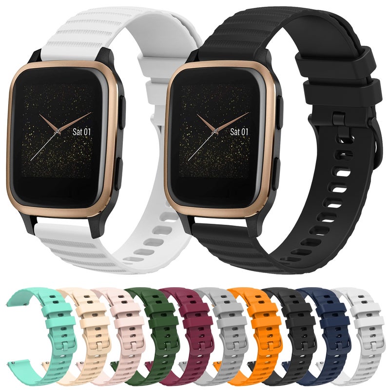 S-TOP For Garmin Venu SQ 20mm Wavy Dot Pattern Solid Color Silicone Watch Band(Grey) - Image 3