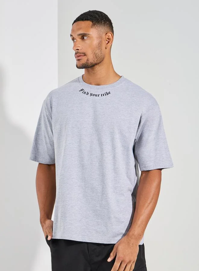 ستايلي Minimal Print Oversized Compact Jersey T-Shirt