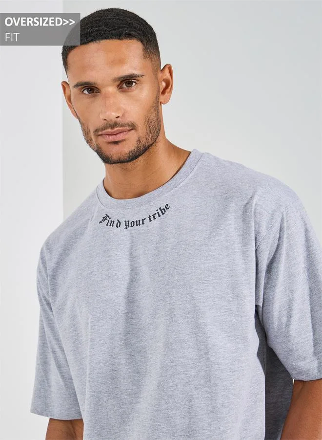 ستايلي Minimal Print Oversized Compact Jersey T-Shirt