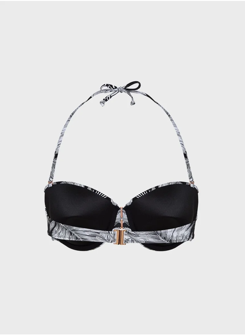Figleaves Figleaves Tahiti Underwired Palm Print Bikini Top