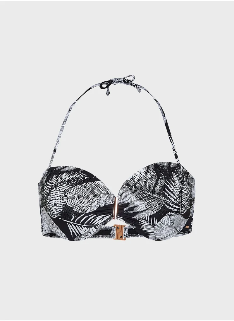 Figleaves Figleaves Tahiti Underwired Palm Print Bikini Top