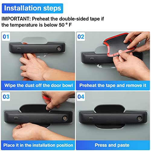 LitMiRaCle Car Door Bowl Scratch Protector for Ford Bronco, Exterior Door Handle Bowl Cover Protection Trim Accessories Compatible with Ford Bronco 2021 2022 2023 2024 4 Doors, Black, ABS Plastic - Image 4
