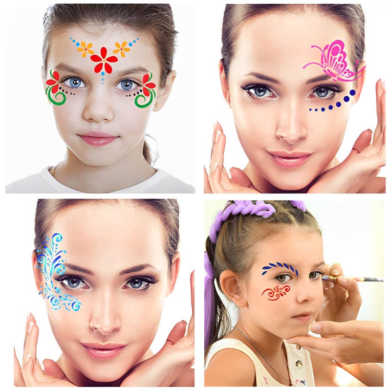 Twpribarn 28 Pcs Face Paint Stencils Kit - Reusable Face Tattoo & Body Makeup Painting Templates for Kids & Adults - Mix01 - Image 4