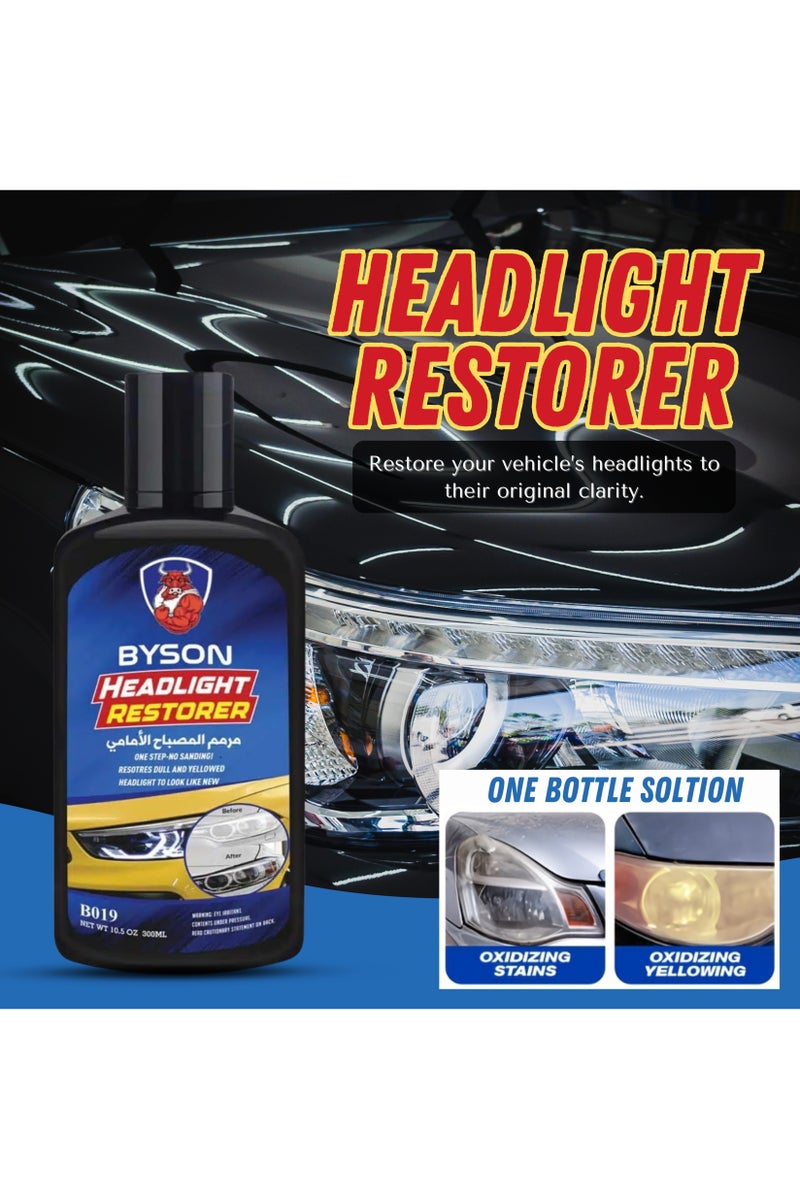 BYSON Headlight Restorer for Car and SUV - Removes Oxidation, Yellowing and Haze - Restores Clarity and Shine to Headlights, Taillights and Plastic Lenses - Easy Application Formula - Image 2