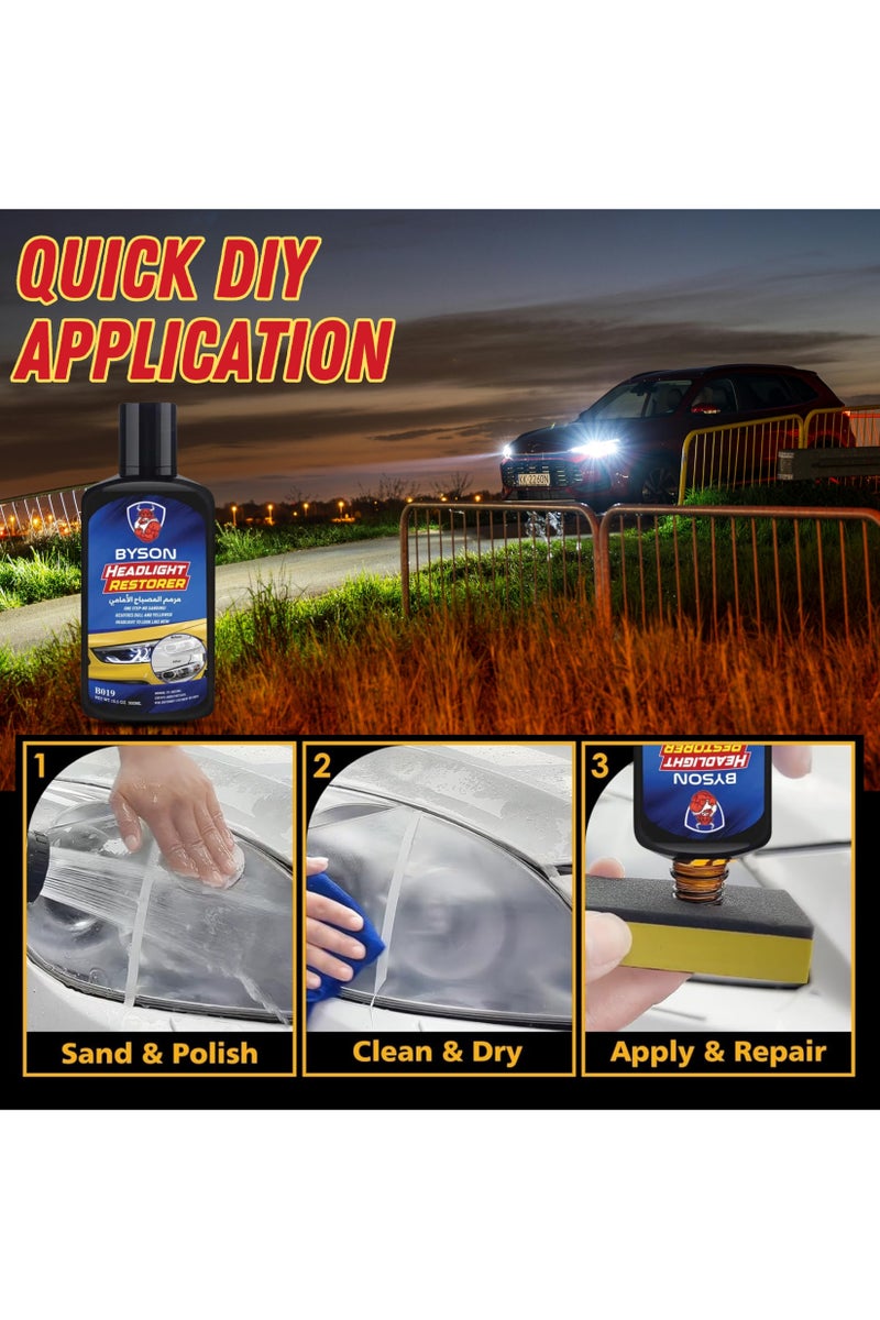 BYSON Headlight Restorer for Car and SUV - Removes Oxidation, Yellowing and Haze - Restores Clarity and Shine to Headlights, Taillights and Plastic Lenses - Easy Application Formula - Image 5