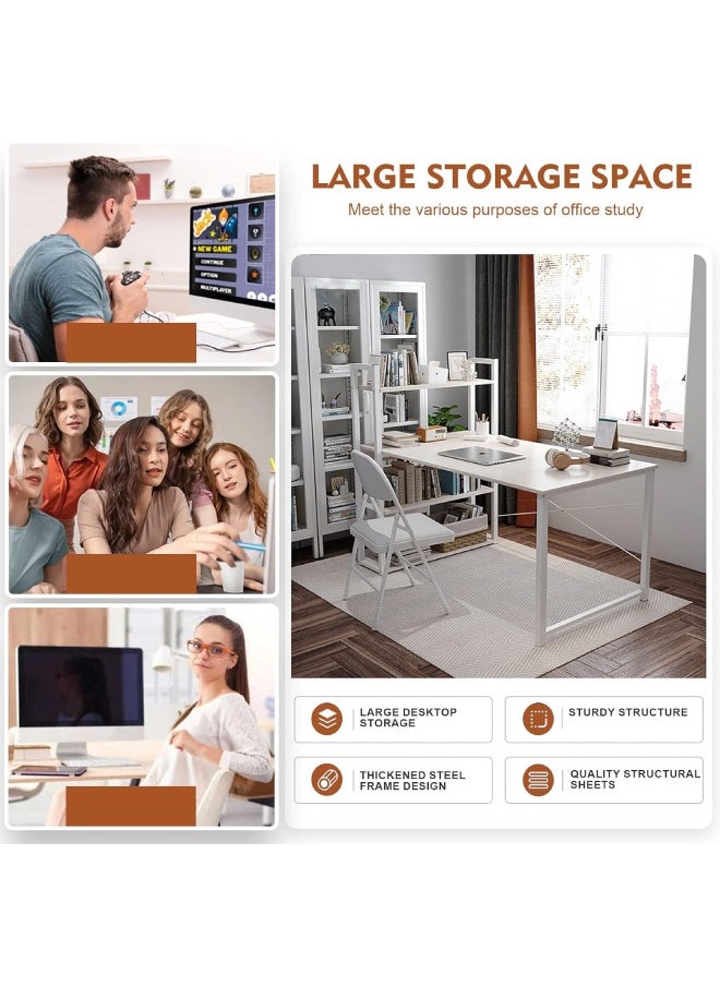 SKY-TOUCH - Computer Desk Table with Shelves, 4 Tier Study Table with Bookshelf Desk Storage Reversible Study Table Office Corner Desk with Shelves Home Office Desk Easy Assemble 120x48x72cm - Image 1