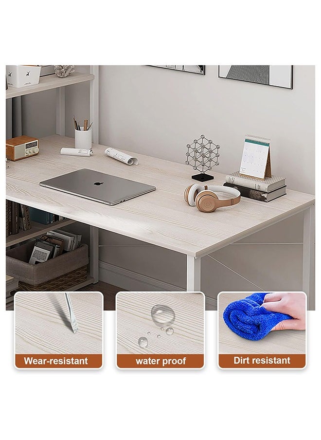 SKY-TOUCH - Computer Desk Table with Shelves, 4 Tier Study Table with Bookshelf Desk Storage Reversible Study Table Office Corner Desk with Shelves Home Office Desk Easy Assemble 120x48x72cm - Image 1