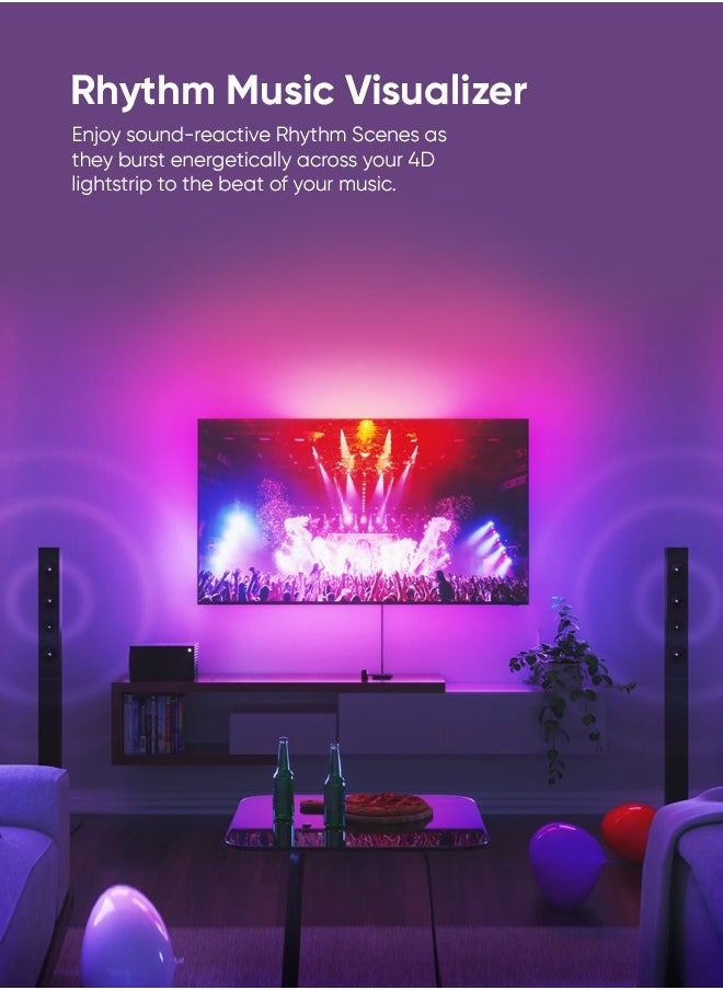 Nanoleaf - كاميرا مرآة لشاشة التلفاز 4D وشريط إضاءة LED 5.2M | إضاءة خلفية لشاشة تلفزيون تصل إلى 85 بوصة، حامل الكاميرا، LED ذكي WiFi، تفاعل الموسيقى، يعمل مع Apple HomeKit، Alexa، Google، إلخ | ألوان شاشة تلفزيون مرآة - Image 1