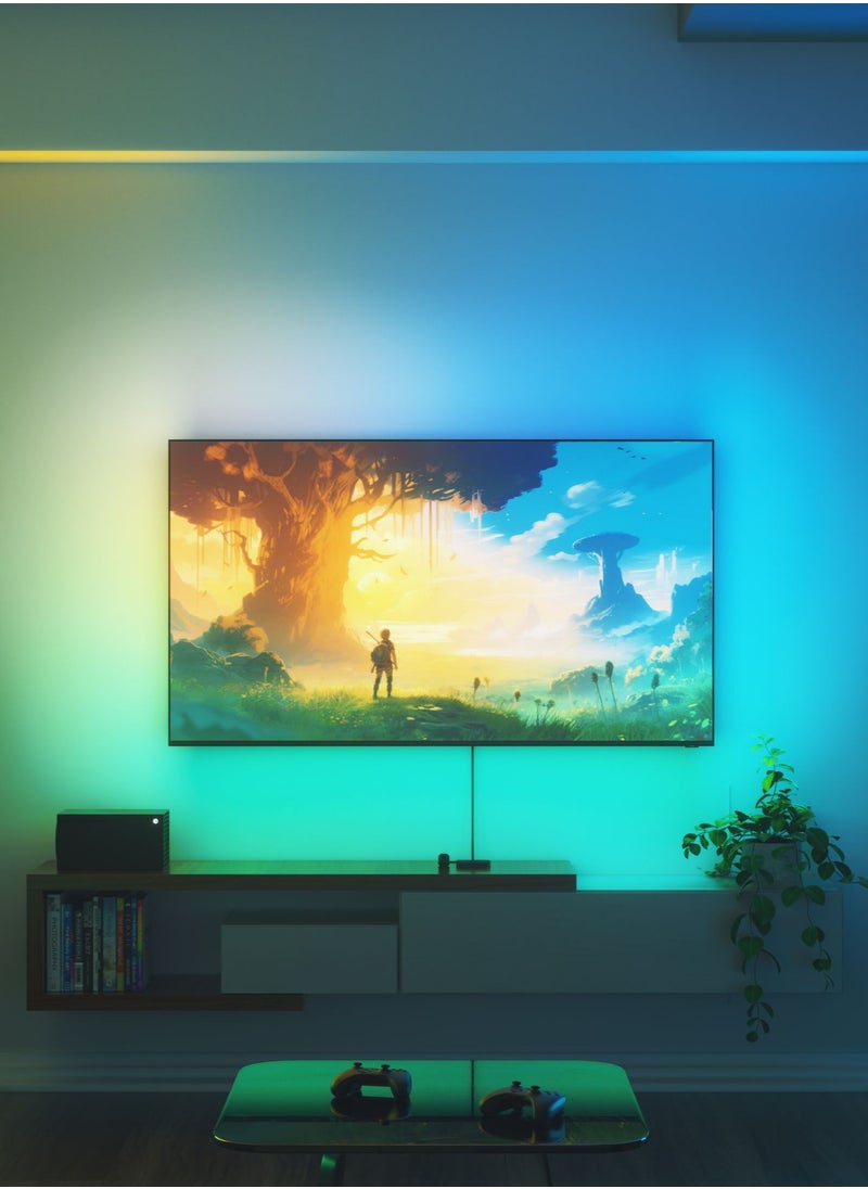 Nanoleaf - كاميرا مرآة لشاشة التلفاز 4D وشريط إضاءة LED 5.2M | إضاءة خلفية لشاشة تلفزيون تصل إلى 85 بوصة، حامل الكاميرا، LED ذكي WiFi، تفاعل الموسيقى، يعمل مع Apple HomeKit، Alexa، Google، إلخ | ألوان شاشة تلفزيون مرآة - Image 1
