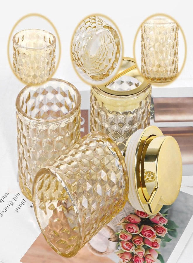 Fvstar Amber Bathroom Accessories Set of 3, Glass Toothbrush Holder, Gold Foaming Soap Dispenser, Soap and Toothbrush Holder, Tumbler Cups Set, Bathroom Countertop Storage Cup Organizer for Decor - Image 4