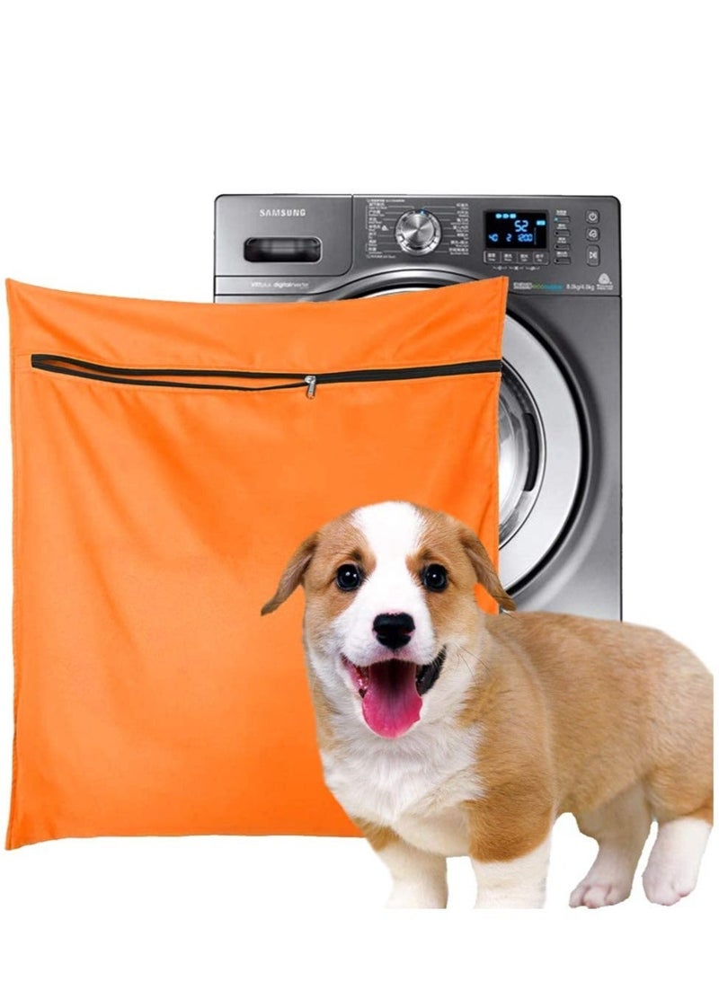 Pet Laundry Bag, Filters Pet Hair Petwear Wash Bag for Washing Machine with YKK Zip for Pet Bedding Blankets Towels Jumbo, Orange - Image 1