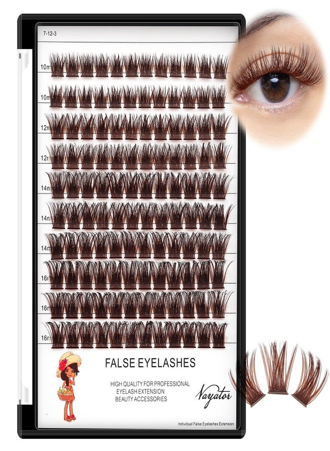 فاياتور مجموعة رموش VAYATOR الملونة، بني فاتح، بني غامق، بني أسود، مجموعات رموش صناعية بألوان متنوعة، مكياج احترافي، مجموعة رموش، وصلات رموش مطعمة (بني غامق - 10-12-14-16 مم مختلطة) - Image 1