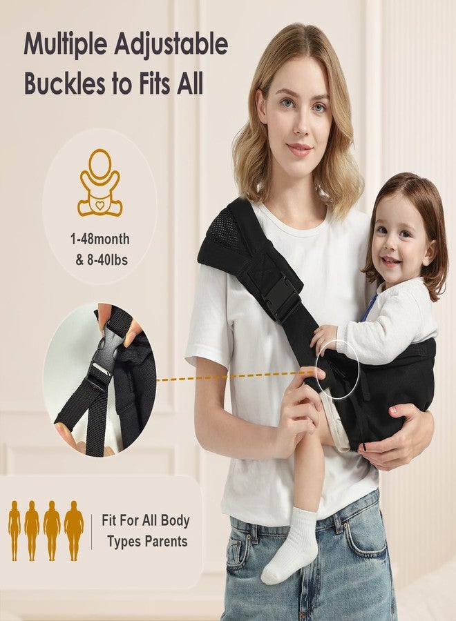 MISSWISDOM Toddler Sling Carrier, Adjustable Baby Carrier Sling 8-40 lbs, Lightweight Toddler Carrier Baby Sling Carrier, Toddler Hip Carriers One Size Fits All, Black - Image 2