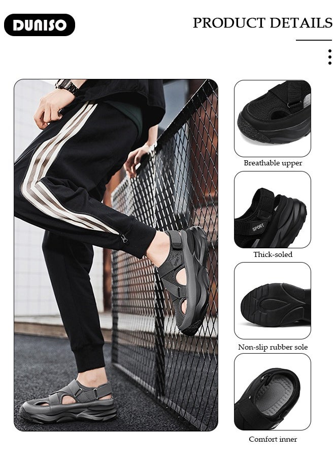 DUNISO - Men's Sport Sandals Summer Outdoor Hiking Sandals Closed Toe Athletic Lightweight Trail Walking Casual Sandals Water Shoes For Indoor Outdoor - Image 1
