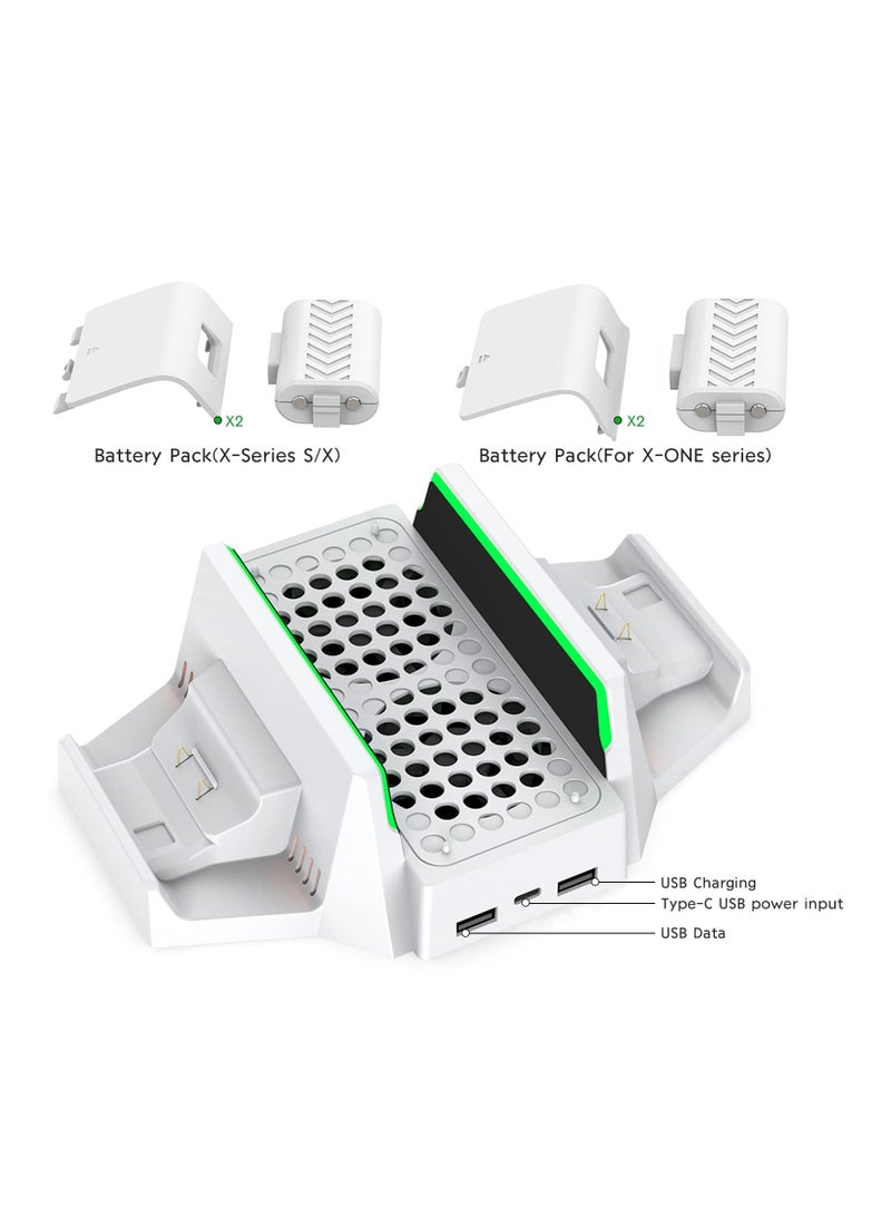 Upgraded for Xbox Series S Cooling Stand with Dual Cooling Fan 3 Level Adjustable Speed, Dual Controller Charger with LED Indicator USB Port - 2 x 800mAh Rechargeable - Image 5