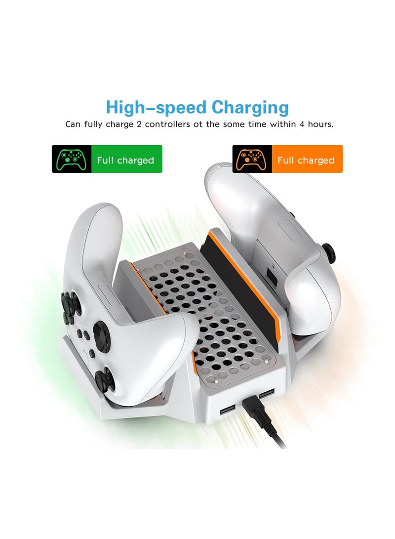 Upgraded for Xbox Series S Cooling Stand with Dual Cooling Fan 3 Level Adjustable Speed, Dual Controller Charger with LED Indicator USB Port - 2 x 800mAh Rechargeable - Image 4