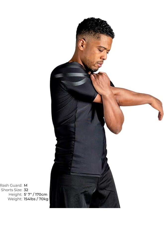 Sanabul  Essential Short Sleeve Compression Shirt For Men | Mma Wrestling Jiu Jitsu Bjj Base Layer Rash Guard | Workout Men'S Compression Shirt (Large, All Black)  - Image 3