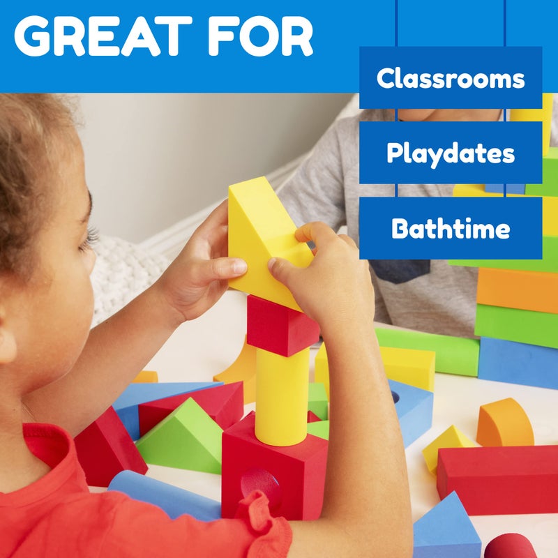 JaxoJoy JaxoJoy Foam Building Blocks for Kids - 108-Piece Soft Foam Blocks for Toddlers - Large, Stackable, Educational STEM Toys - Soft Blocks for Indoor or Outdoor Play - Foam Shapes for Boys and Girls  - Image 5