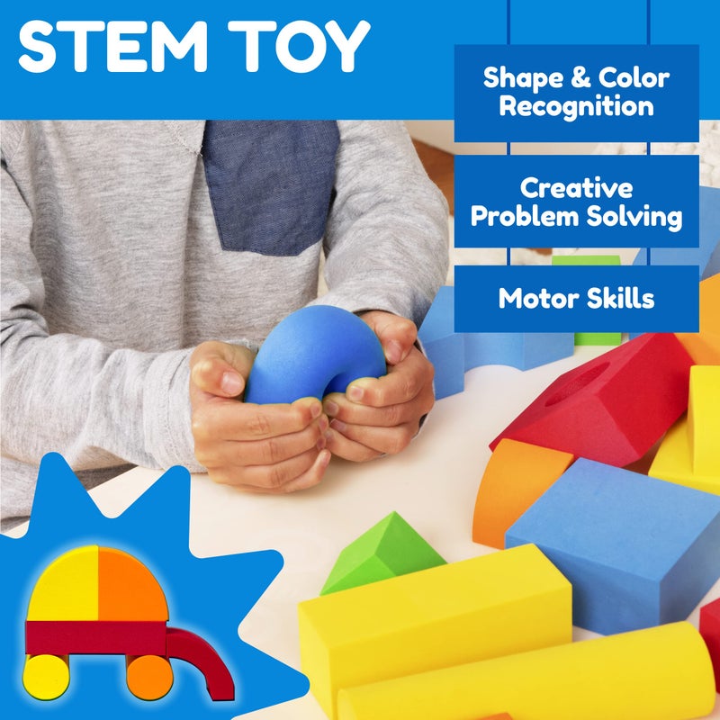 JaxoJoy JaxoJoy Foam Building Blocks for Kids - 108-Piece Soft Foam Blocks for Toddlers - Large, Stackable, Educational STEM Toys - Soft Blocks for Indoor or Outdoor Play - Foam Shapes for Boys and Girls  - Image 4