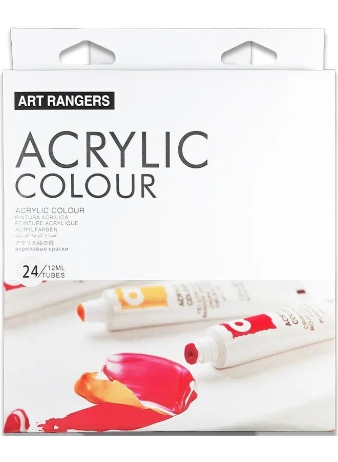 Art Rangers Premium Acrylic Paint Set (24 Colors x 12ml Tubes) - Non-Toxic, Water-Resistant & High Pigment - Image 1