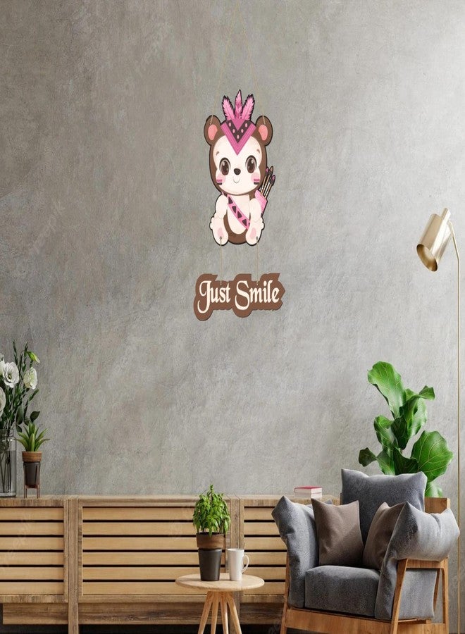 APS ART PLUS STORE متجر APS ART PLUS STORE، لوحة جدارية خشبية "ابتسم فقط" لتزيين الجدران، لوحة جدارية أنيقة لتزيين المنزل، قطعة ديكور جدارية تحمل عبارة تحفيزية، ديكور جداري لغرفة الأطفال - Image 5