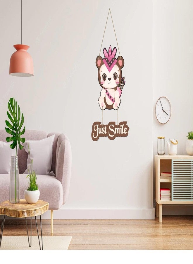 APS ART PLUS STORE متجر APS ART PLUS STORE، لوحة جدارية خشبية "ابتسم فقط" لتزيين الجدران، لوحة جدارية أنيقة لتزيين المنزل، قطعة ديكور جدارية تحمل عبارة تحفيزية، ديكور جداري لغرفة الأطفال - Image 4