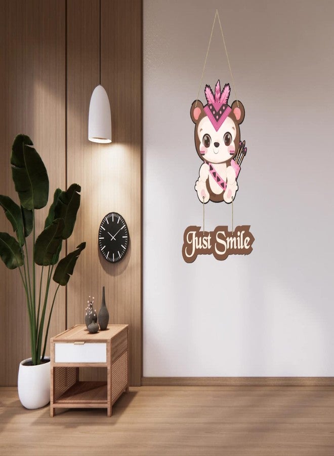 APS ART PLUS STORE متجر APS ART PLUS STORE، لوحة جدارية خشبية "ابتسم فقط" لتزيين الجدران، لوحة جدارية أنيقة لتزيين المنزل، قطعة ديكور جدارية تحمل عبارة تحفيزية، ديكور جداري لغرفة الأطفال - Image 3