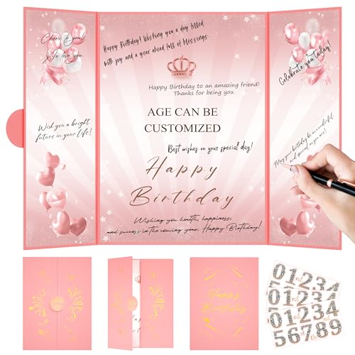 Pranski Pink 1st-99th Happy Birthday Party Decorations 18"x12" Birthday Guest Book for Men Women Suitable for All Ages Birthday Gifts Birthday Card - Image 1