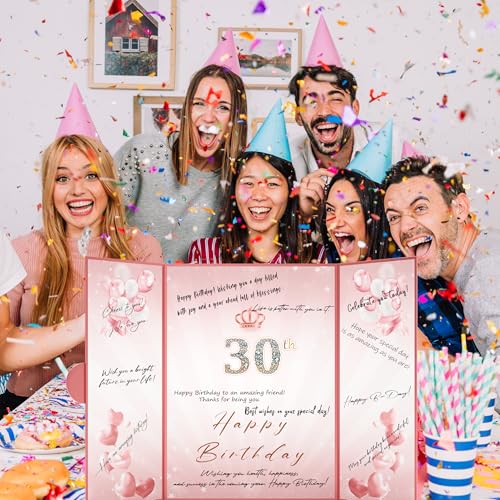 Pranski Pink 1st-99th Happy Birthday Party Decorations 18"x12" Birthday Guest Book for Men Women Suitable for All Ages Birthday Gifts Birthday Card - Image 4