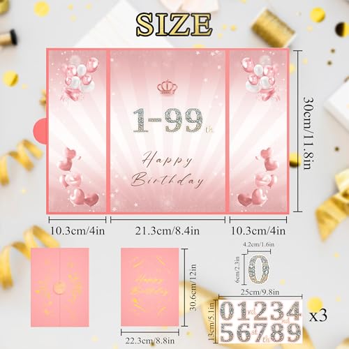 Pranski Pink 1st-99th Happy Birthday Party Decorations 18"x12" Birthday Guest Book for Men Women Suitable for All Ages Birthday Gifts Birthday Card - Image 2