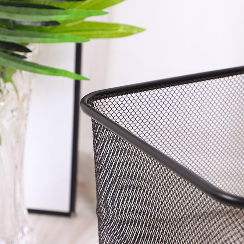 ECVV Mesh Metal Trash Can Square Mesh Wire Wastebasket Vintage Garbage Bin Reusable Bedroom Rubbish Can For Kitchen,Farmhouse,Home,Office - Black - Image 5