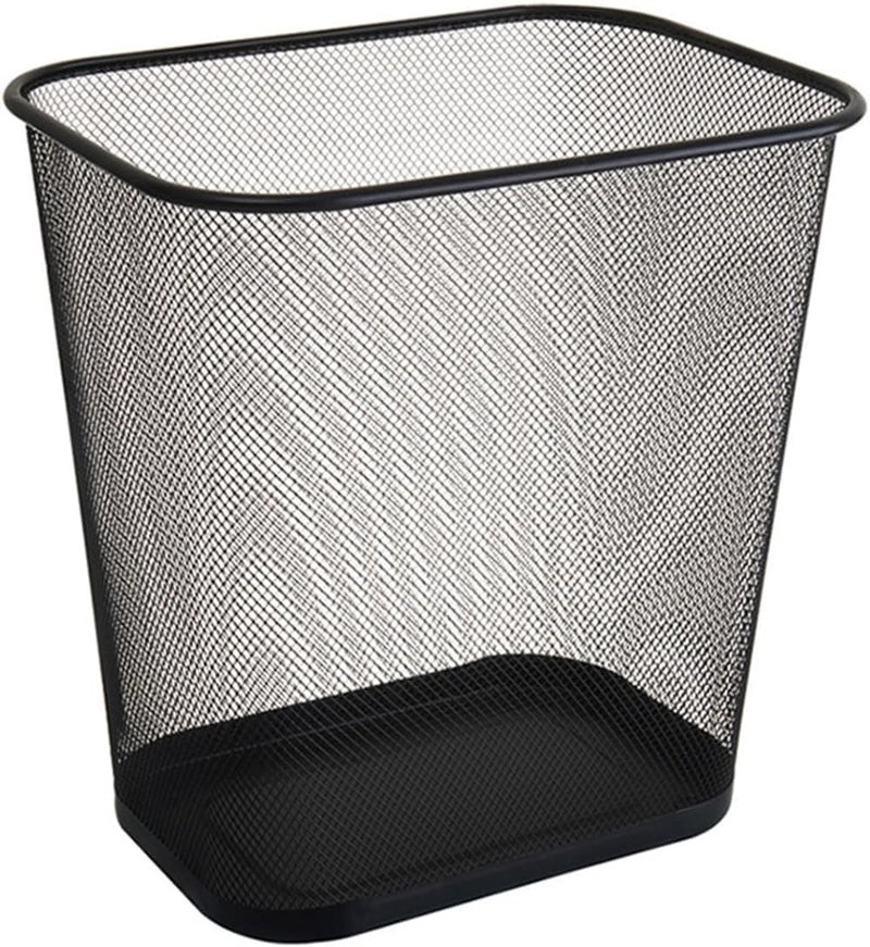 ECVV Mesh Metal Trash Can Square Mesh Wire Wastebasket Vintage Garbage Bin Reusable Bedroom Rubbish Can For Kitchen,Farmhouse,Home,Office - Black - Image 2