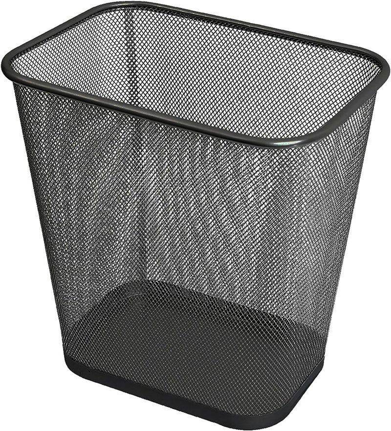 ECVV Mesh Metal Trash Can Square Mesh Wire Wastebasket Vintage Garbage Bin Reusable Bedroom Rubbish Can For Kitchen,Farmhouse,Home,Office - Black - Image 1