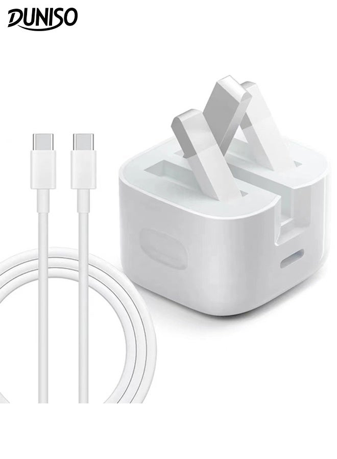 DUNISO USB C Fast Charger Wall Charging Plug and 1.5m Weaving Thread Charger Cable 35W Fast Charging USB C To USB C Cable for iPhone 16 Pro/16 Pro Max/16e/15 Pro/15 Plus/iPad Pro Air 5th/4th - Image 1