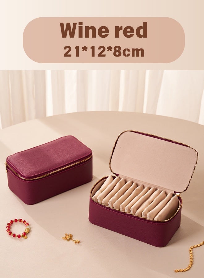 منظم مجوهرات سفر فاخر للنساء - 12 كيس مخمل منفصل مضاد للغبار، حافظة جلد للسفر، هدية العيد والرمضان - Image 3