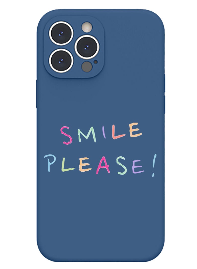 Protective Slim Fit Case Liquid Silicone Cover with Full Body Protection Anti-Scratch Shockproof Case For iPhone 12 Pro Max Blue  - Smile please