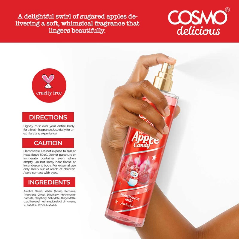 Cosmo Skin Care Delicious Frosted Apple Candy 3 Pieces Gift Set For Women & Men, 150ml Fragrance Mist, 350ml Aloe Vera Shower Gel, 200ml Shea Butter Body Lotion, Festive Sweet Scent For Pure Hydration - Image 3