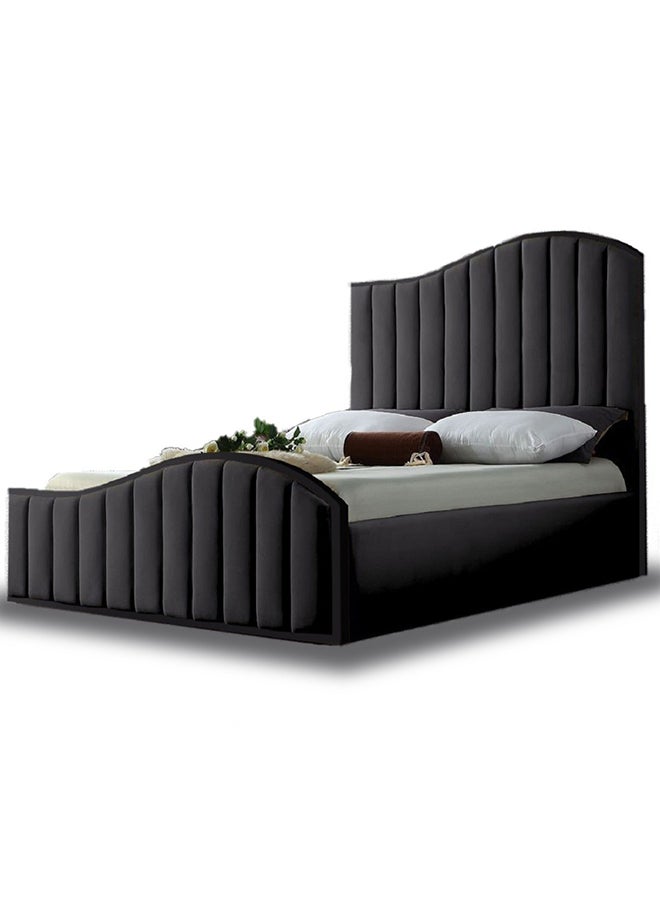 Magnifik Plush Velvet Bed 160x200cm Queen size Bed in Charcoal Color
