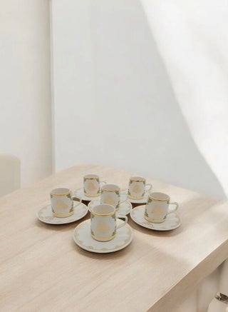 Permier 6-Piece Coffee/Tea Ceramic Cup and Saucer Set white&gold  6 x 80ml - pzsku/ZF7570966441320A54133Z/45/_/1738327298/f765fd03-9980-40cd-b432-ad734168158e