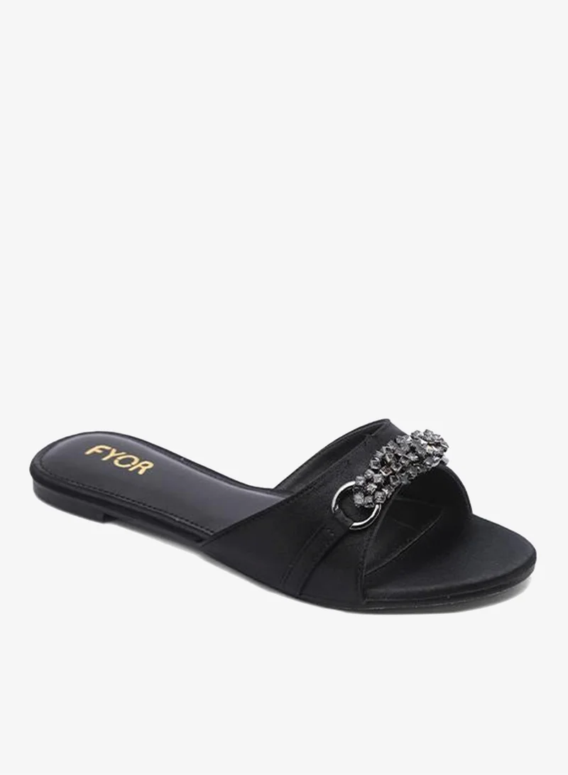 فايور Satin Embellished Strap Flat Sandal MY 386