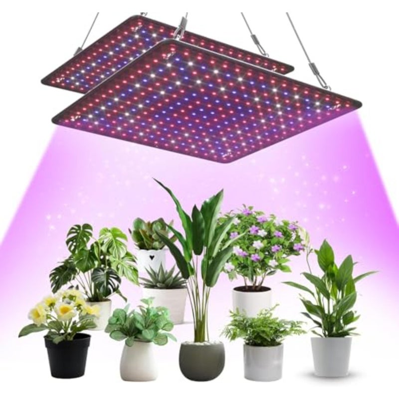 لوحة إضاءة LED تنمو 200 وات طيف كامل مع مصابيح LED للأشعة فوق البنفسجية باللون الأبيض والأزرق والأحمر للنباتات الداخلية وخيمة النمو والدفيئة والزراعة المائية تغطية 4 × 4 أقدام للخضروات وشتلات مرحلة بلوم 2 حزمة - Image 1
