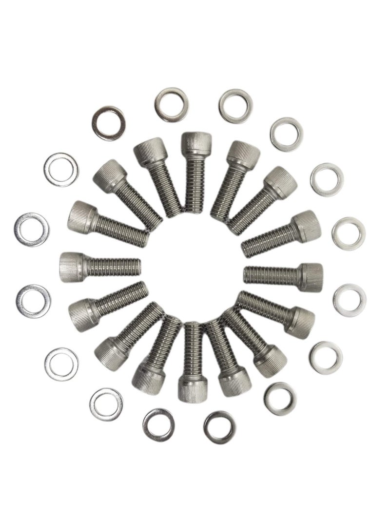 Z Whip BBC Stainless-Steel Exhaust Header Bolt Kit 1” 3/8-16 Bolts and Washers Compatible with Chevrolet V8 Big Block V8 Engines 1958-2000 348 366 402 409 427 396 454 502 7.4L TBI Vortec - Image 1
