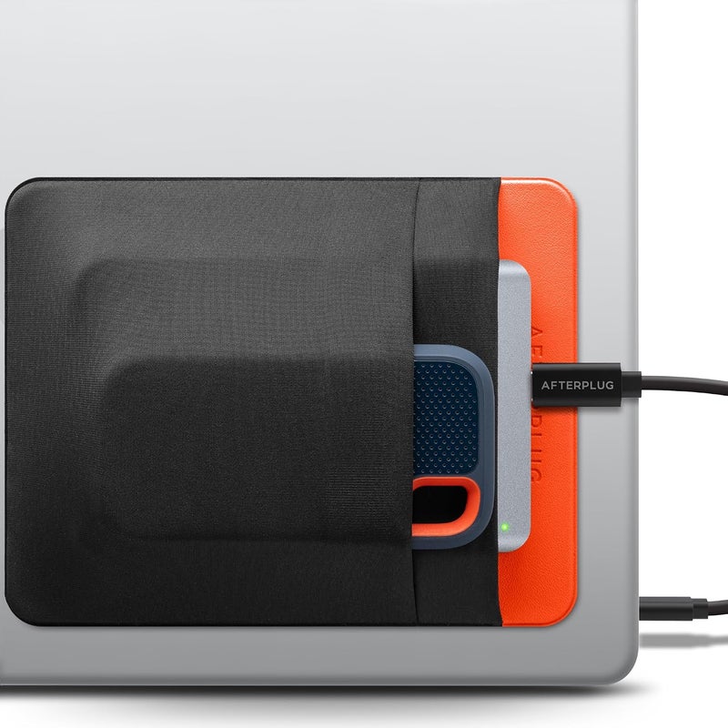 حامل قرص صلب لاصق ذو جيبين للكمبيوتر المحمول، جيب لاصق لـ SSD محمول خارجي، HDD، ماوس نحيف وكابلات (كبير - يناسب SSD وأقراص 2.5 بوصة) - Image 1