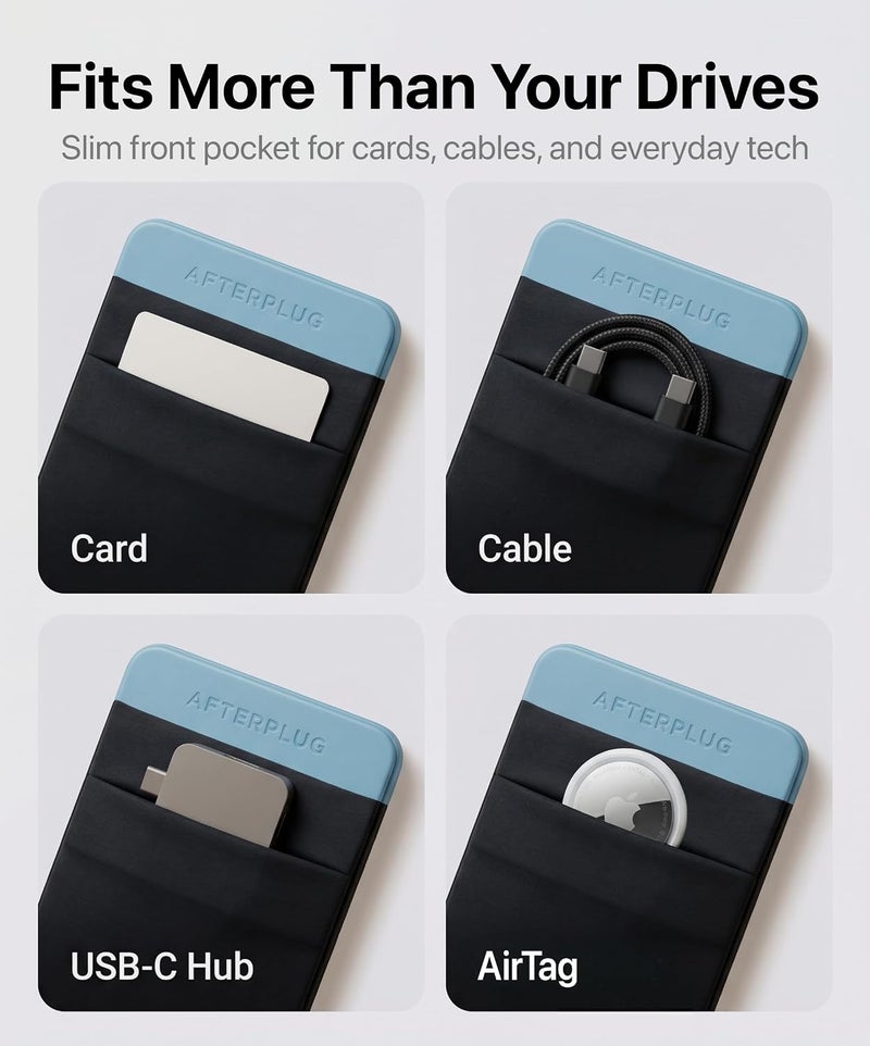 حامل قرص صلب لاصق ذو جيبين للكمبيوتر المحمول، جيب لاصق لـ SSD محمول خارجي، HDD، ماوس نحيف وكابلات (كبير - يناسب SSD وأقراص 2.5 بوصة) - Image 5
