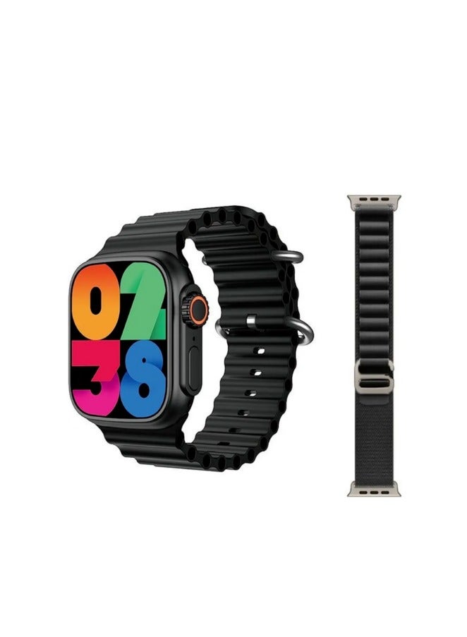 W&O Original X9 ULTRA 2 Smart Watch, 9th Generation, AMOLED Screen - Bluetooth - NFC - Google Maps - GPT Chat - Wireless Charger - 2 Silicone and Fabric Straps - (Black) - Image 3