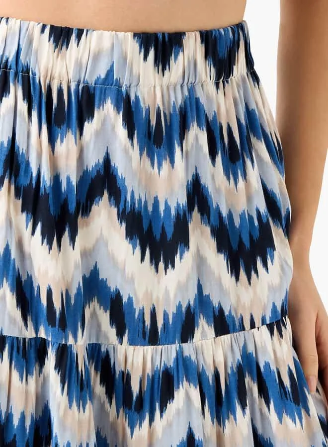Splash FAV Printed Maxi Skirt with Elasticated Waistband