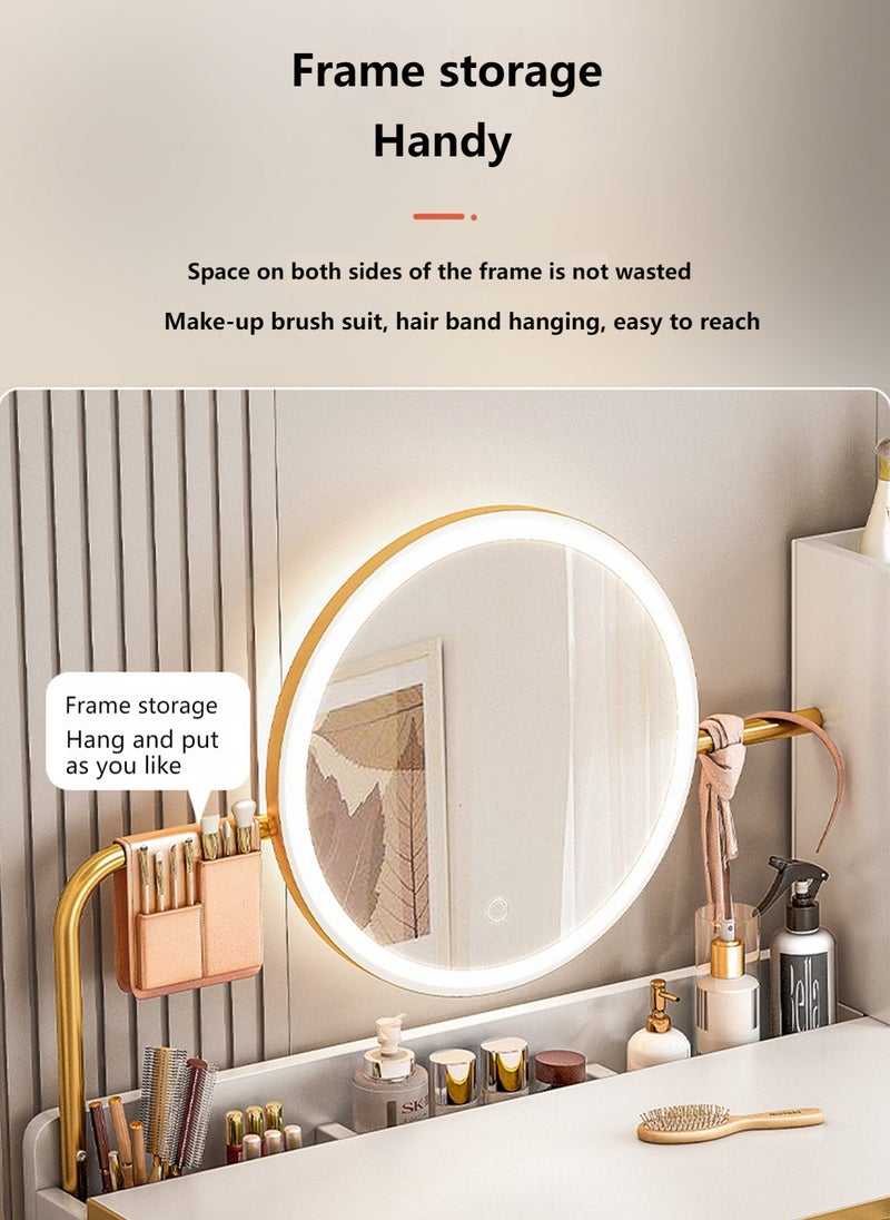 Sharpdo Modern Minimalist Dressing Table with LED Makeup Mirror and 3 Drawers for Storage 100*40*120CM - Image 4