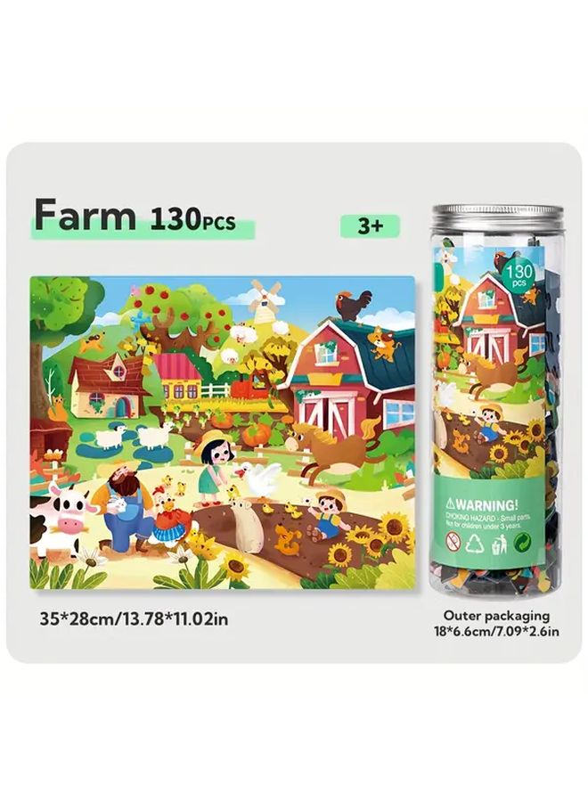Farm House 130 قطعة لغز في جرة ألغاز تعليمية لتطوير المنطق - Image 1