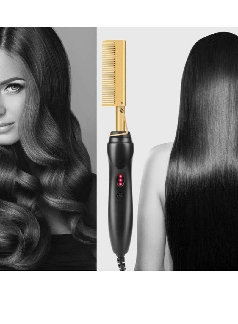 2-in-1 Electric Hot Comb and Hair Straightener – Versatile Flat Iron for Straightening and Curling, Suitable for Wet and Dry Use - Image 2